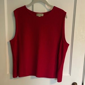 St. John Sport by Marie Gray Red Ribbed Tank Top SZ L